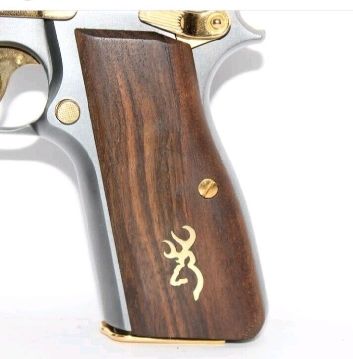 Browning Hi Power MK III - Springfield Sa-35 Special Walnut Grips Metal Logo