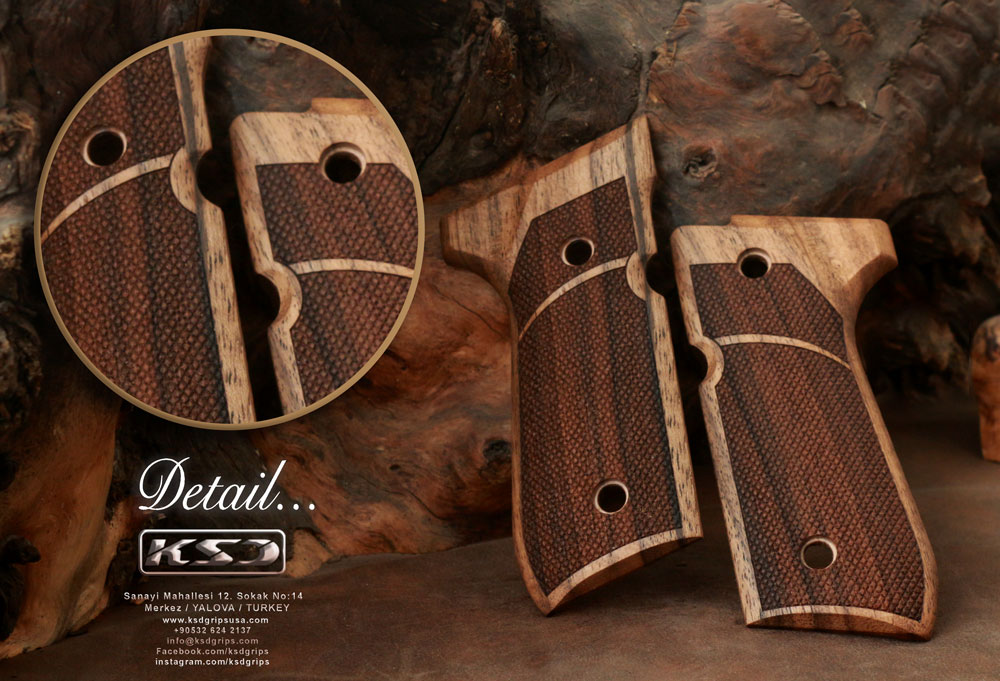Beretta 92FS, 92, 92F, 92A1, 92FS INOX, 92G, 92D, 96, 96D, 96A1, M9, M9A1 Ceviz Ağacı Logo Yok 
