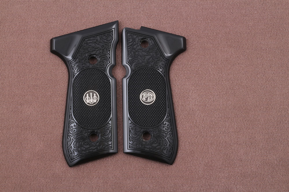 Beretta 92FS, 92, 92F, 92A1, 92FS INOX, 92G, 92D, 96, 96D, 96A1, M9, M9A1 Siyah Akrilik Gümüş + Mine Logo 