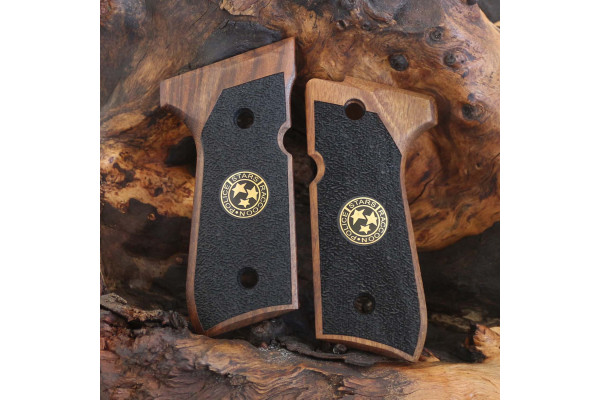 Beretta 92FS, 92, 92F, 92A1, 92FS INOX, 92G, 92D, 96, 96D, 96A1, M9, M9A1 Ceviz Ağacı Pirinç + Mine Logo 