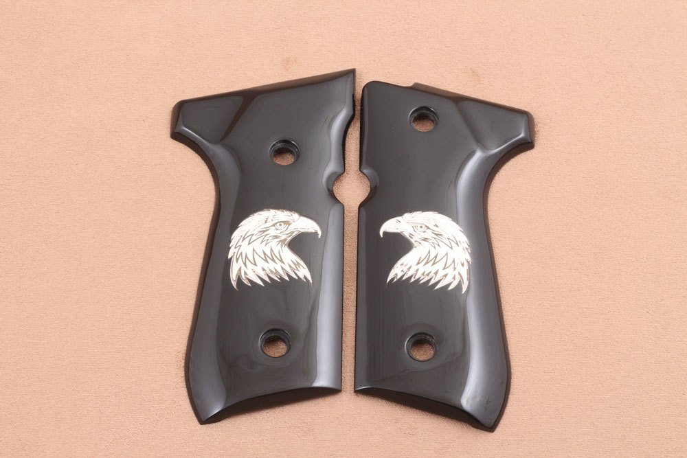 Beretta 92FS, 92, 92F, 92A1, 92FS INOX, 92G, 92D, 96, 96D, 96A1, M9, M9A1 Siyah Akrilik Gümüş Logo 
