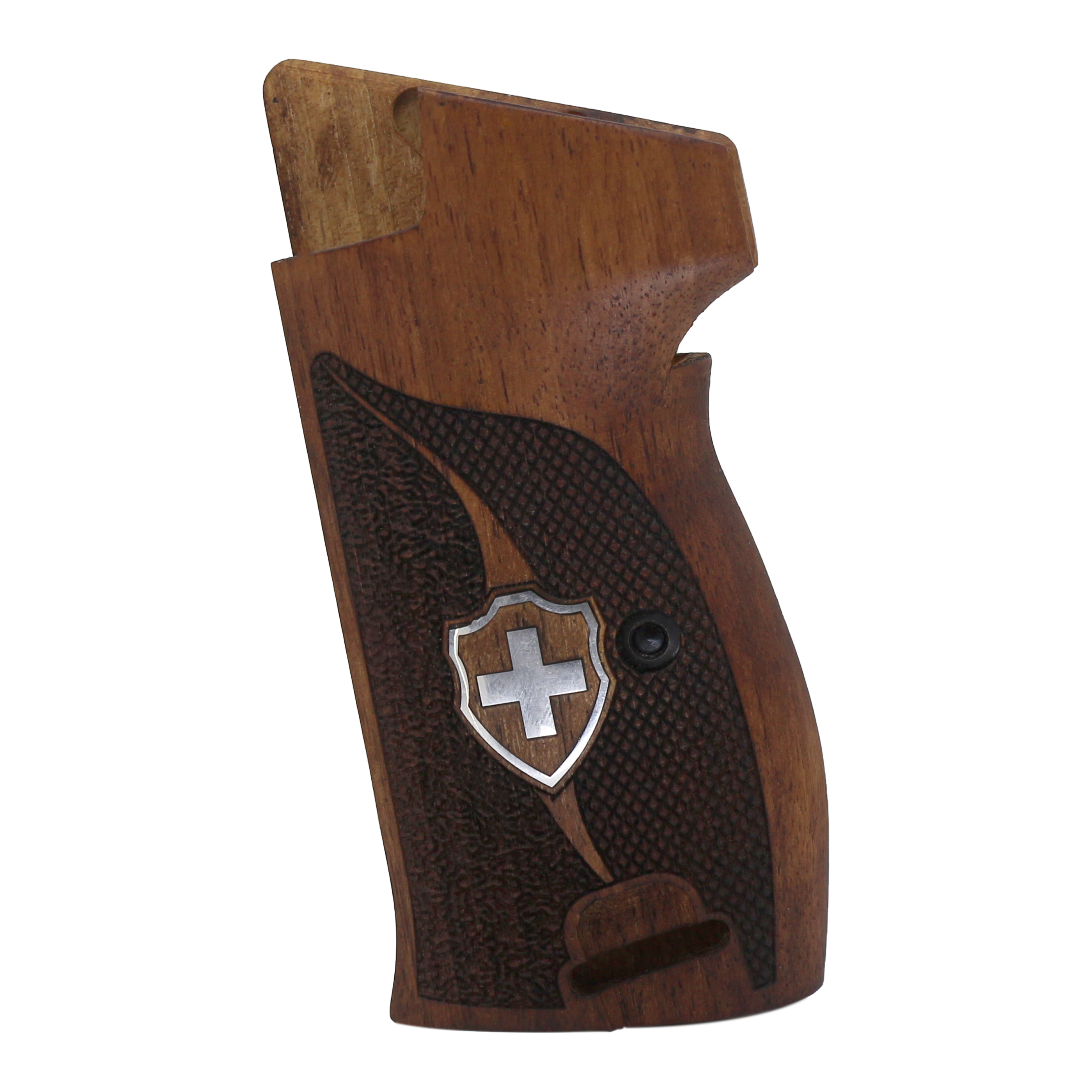 Sig P210-1 / P210-4 / P210-5 / P210-6 / DK M49 - With Lanyard Ring (Kordon Halkalı) Ceviz Ağacı Gümüş Logo 