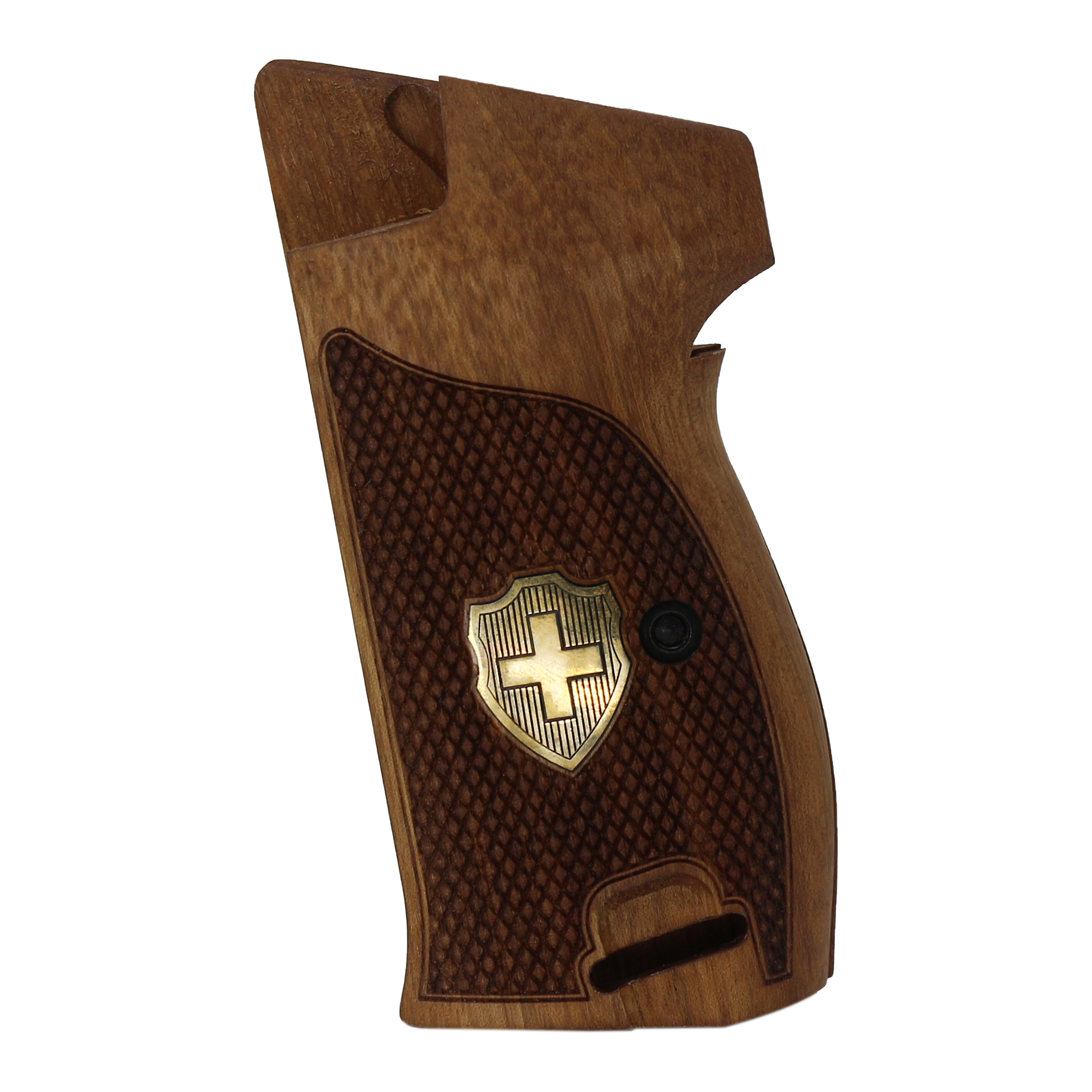 Sig P210-1 / P210-4 / P210-5 / P210-6 / DK M49 - With Lanyard Ring (Kordon Halkalı) Ceviz Ağacı Pirinç Logo 