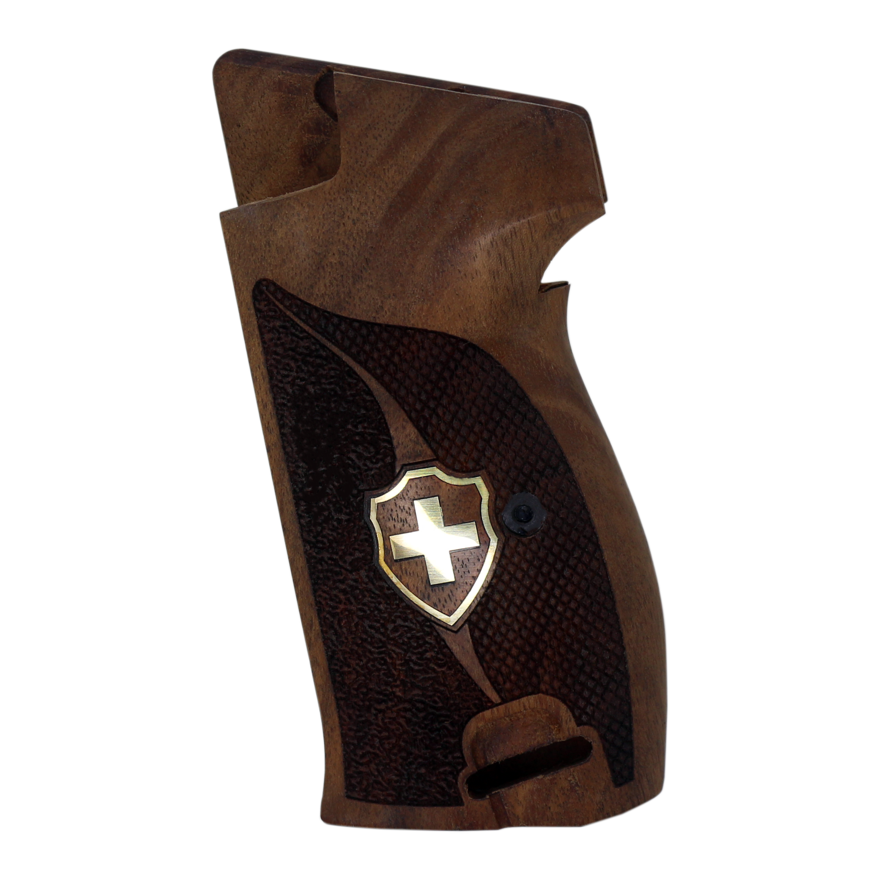 Sig P210-1 / P210-4 / P210-5 / P210-6 / DK M49 - With Lanyard Ring (Kordon Halkalı) Ceviz Ağacı Pirinç Logo 