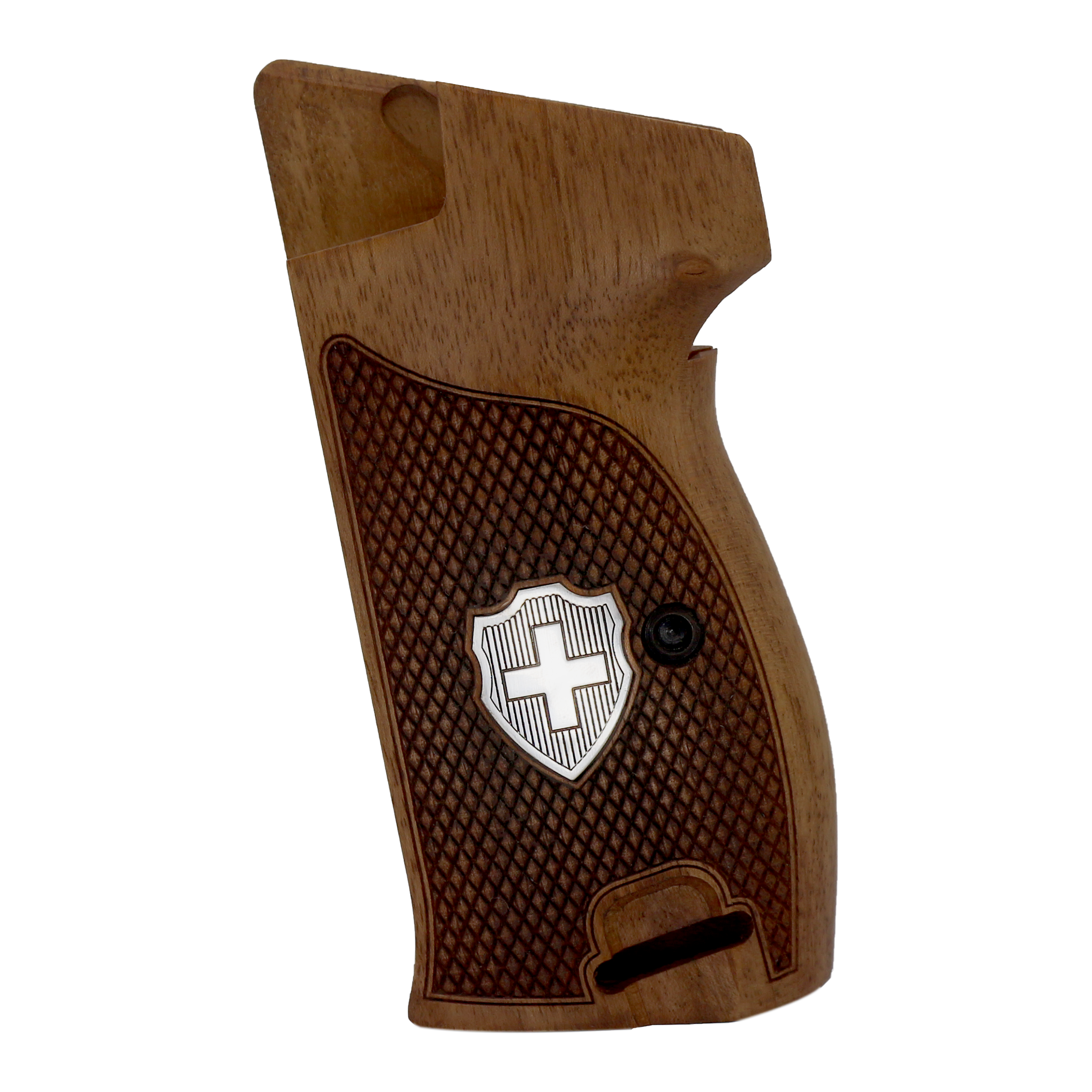 Sig P210-1 / P210-4 / P210-5 / P210-6 / DK M49 - With Lanyard Ring (Kordon Halkalı) Ceviz Ağacı Gümüş Logo 