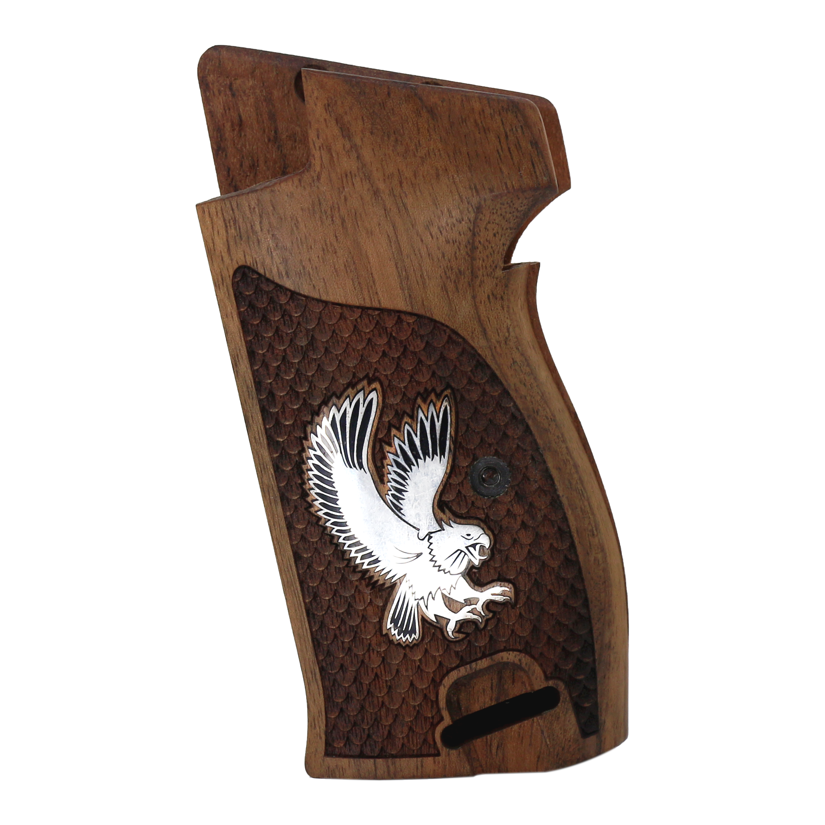 Sig P210-1 / P210-4 / P210-5 / P210-6 / DK M49 - With Lanyard Ring (Kordon Halkalı) Ceviz Ağacı Gümüş Logo 