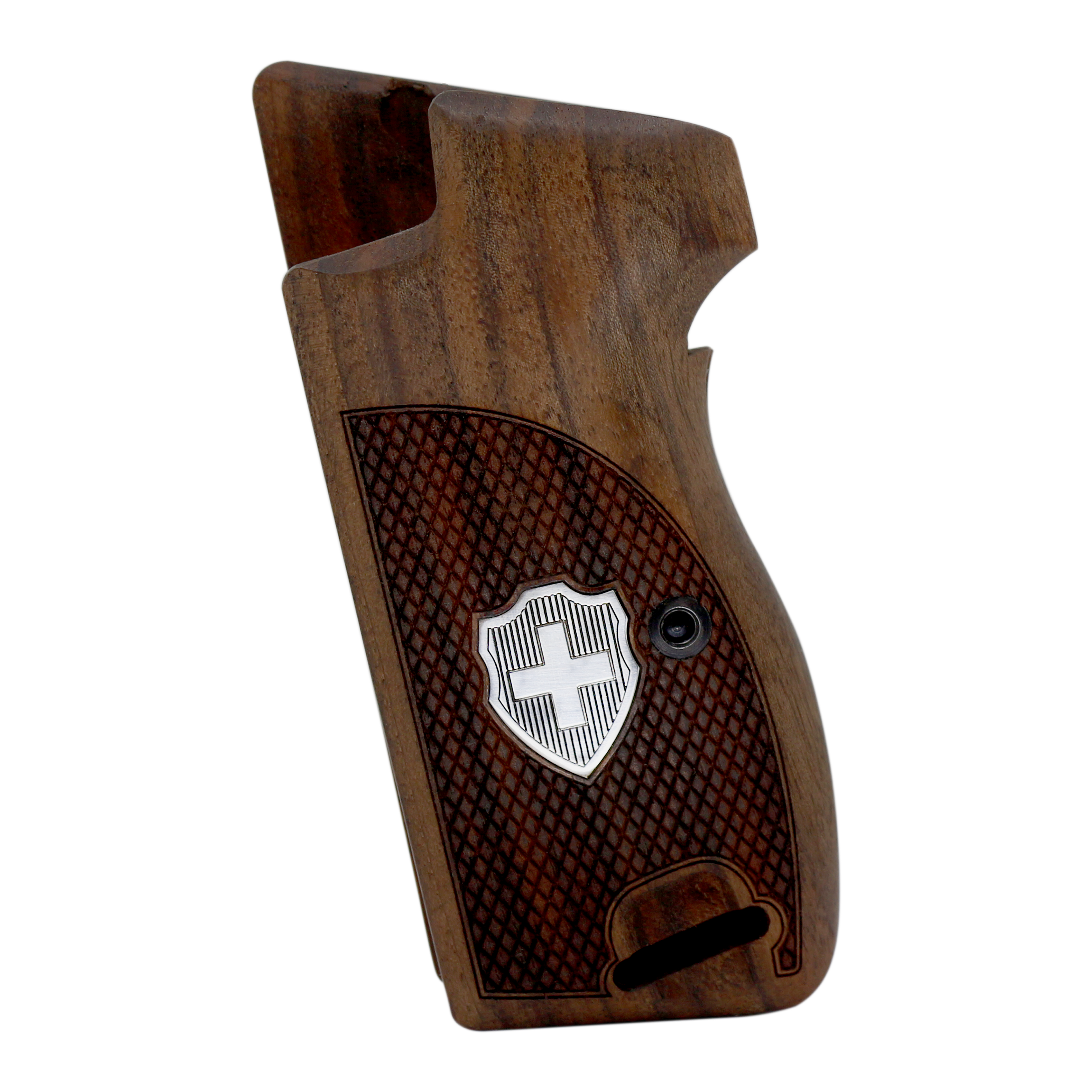 Sig P210-1 / P210-4 / P210-5 / P210-6 / DK M49 - With Lanyard Ring (Kordon Halkalı) Ceviz Ağacı Gümüş Logo 