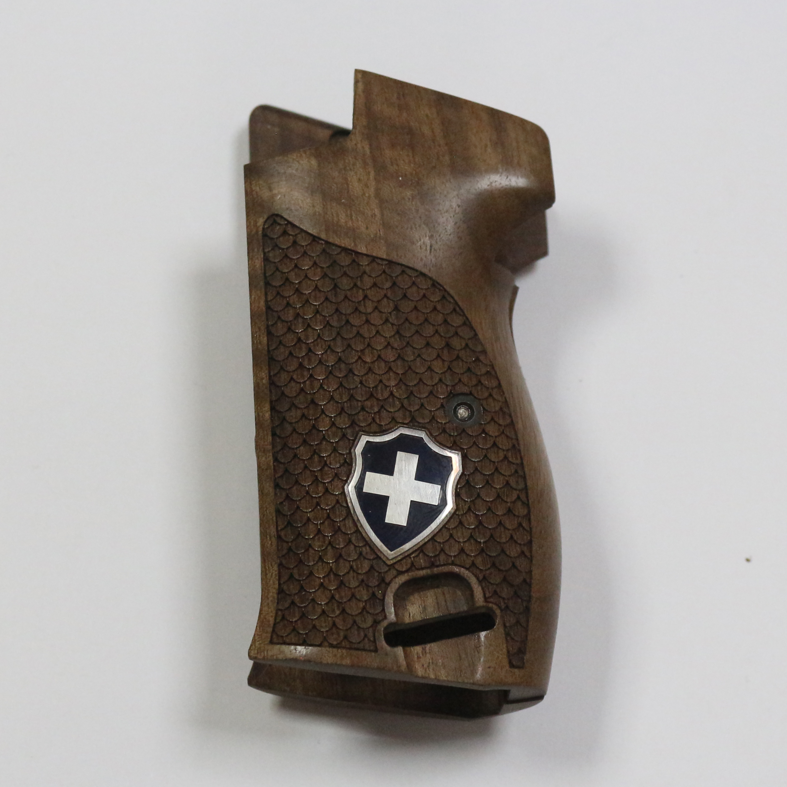 Sig P210-1 / P210-4 / P210-5 / P210-6 / DK M49 - With Lanyard Ring (Kordon Halkalı) Ceviz Ağacı Gümüş + Mine Logo 