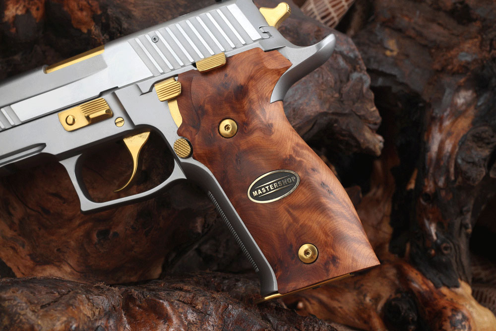 Sig Sauer P226 / P226 SL / P226 Sport / P226 Sport II / P226 Sport II SL / P226 Sport II SL PPC Exotic Thuya Pirinç + Mine Logo 