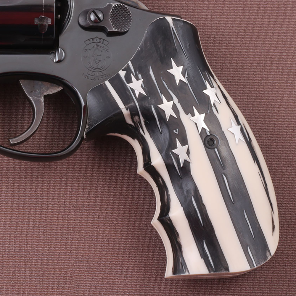 Smith Wesson K/L/X - Frame Round Butt Fildişi Akrilik Gümüş Logo 