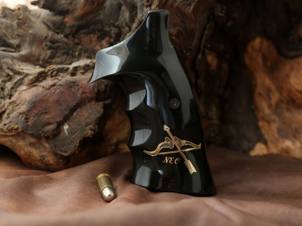 Smith Wesson K/L/X - Frame Round Butt Siyah Akrilik Pirinç Logo 