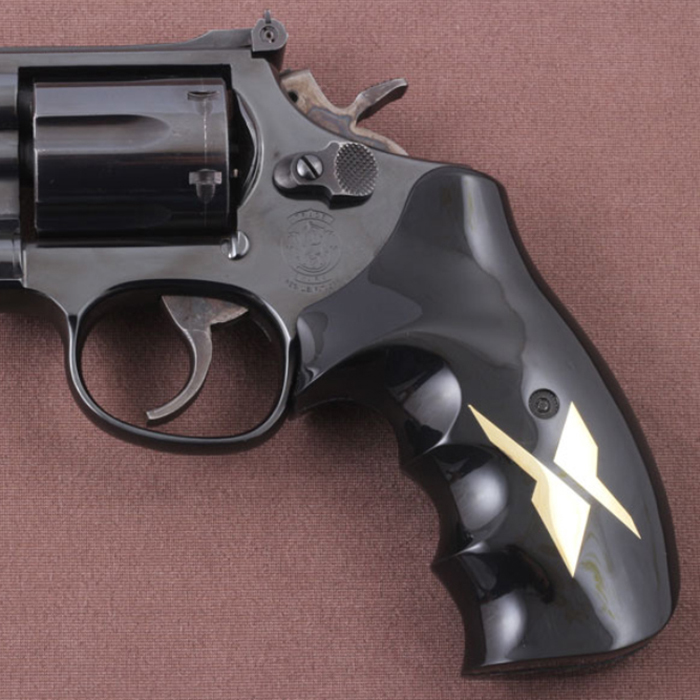Smith Wesson K/L/X - Frame Round Butt Siyah Akrilik Pirinç Logo 